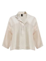 Relaxed linen-blend blouse with lapel collar