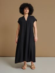 Airwashed crepe V-neck dress