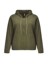Cotton-blend sweat hooded zip jacket