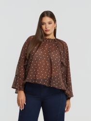 Polka dot ruffle blouse