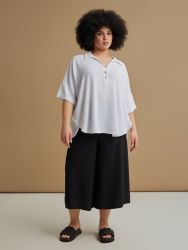 Airwashed crepe blouse with point collar