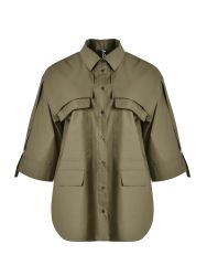 Poplin shirt with patch pockets and sleeve ties