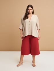 Airwashed crepe V-neck shirt