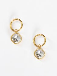 Gold-tone hoop earrings with gemstone