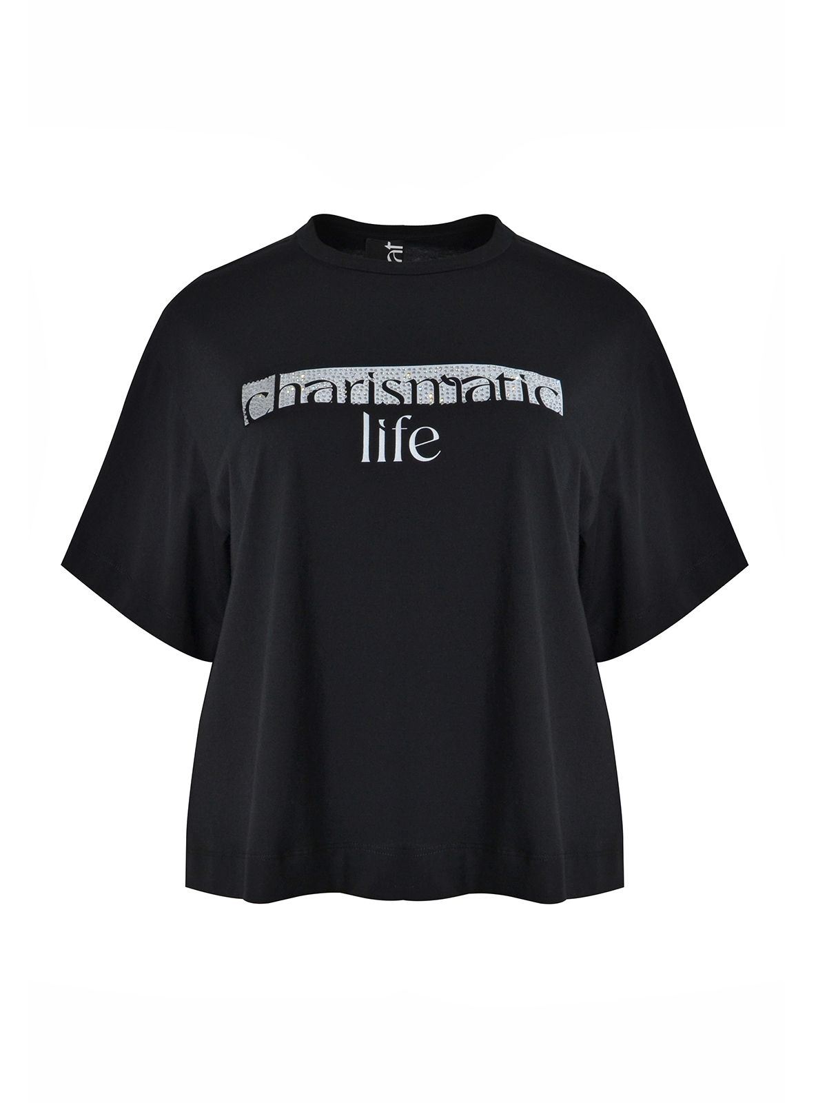 Mat Fashion Βαμβακερή μπλούζα t-shirt "Charismatic Life" Μαυρο