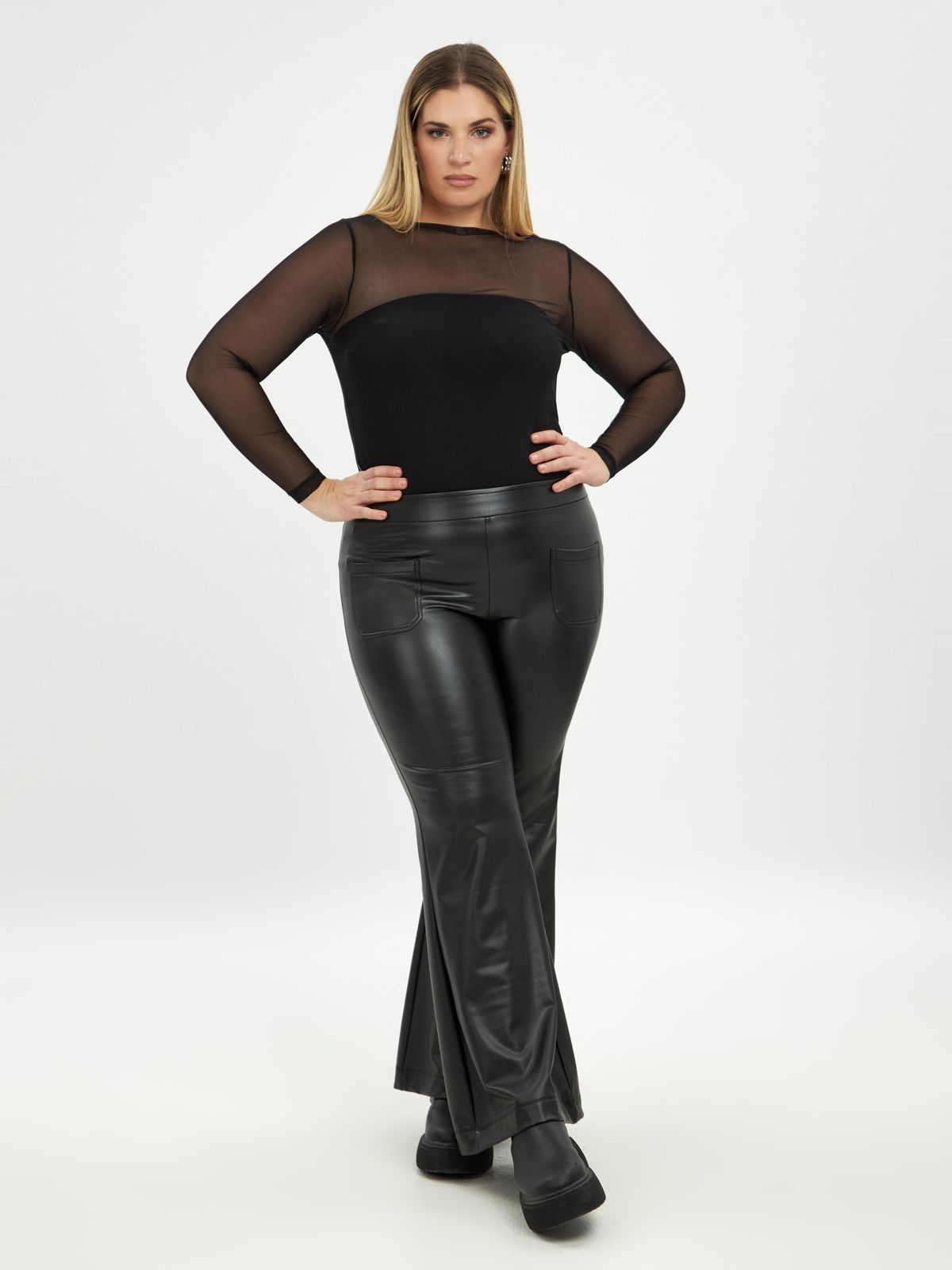 Faux leather flare pants