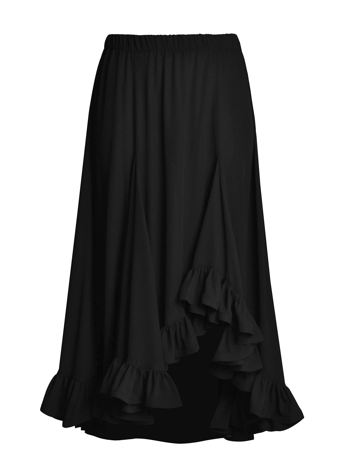 Mat Fashion Αέρινη maxi φούστα με βολάν Μαυρο