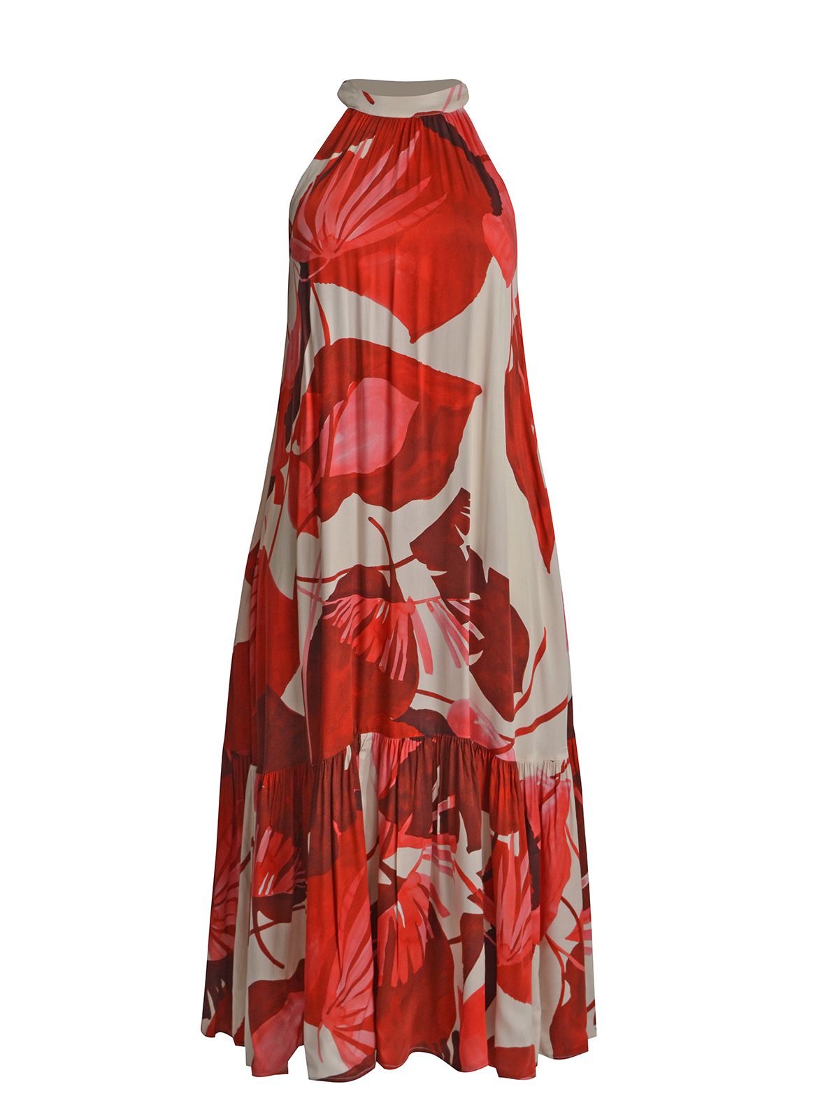 Mat Fashion Maxi halter φόρεμα με φλόραλ μοτίβο Κοκκινο, Μπεζ, Φλοραλ