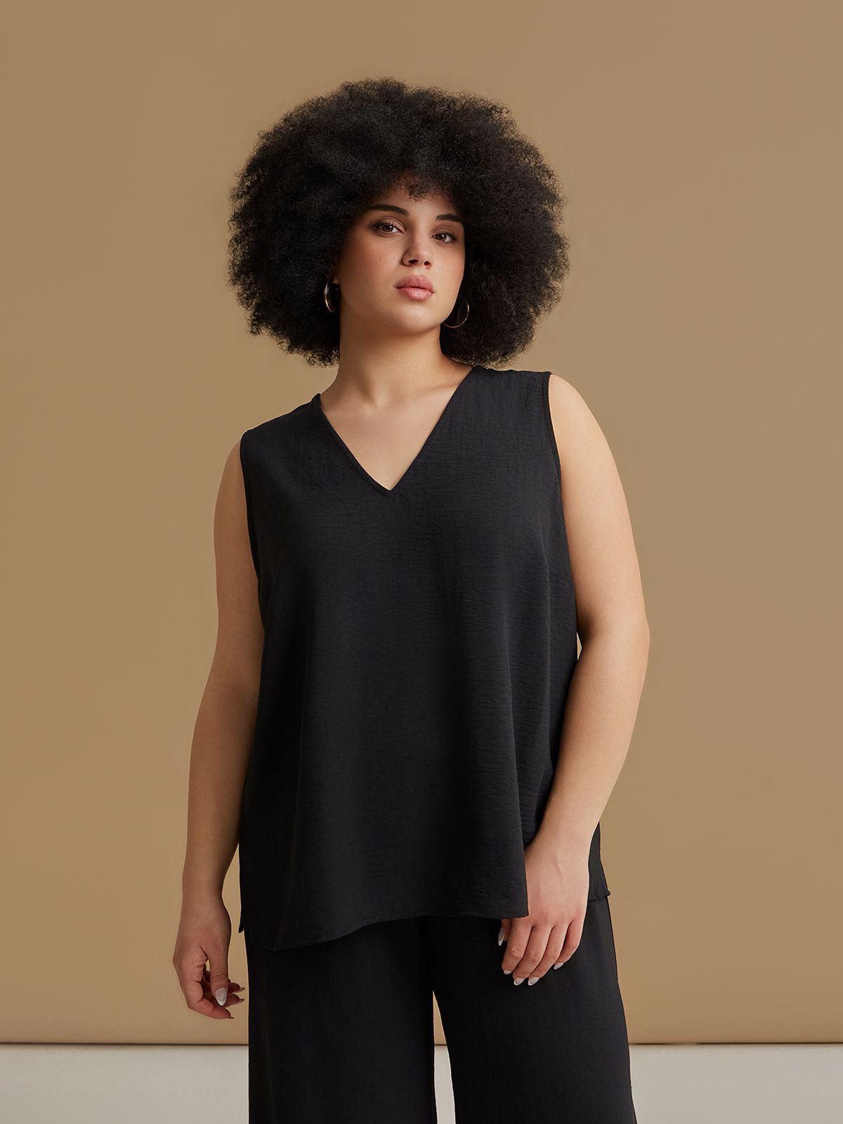 Airwashed crepe sleeveless top