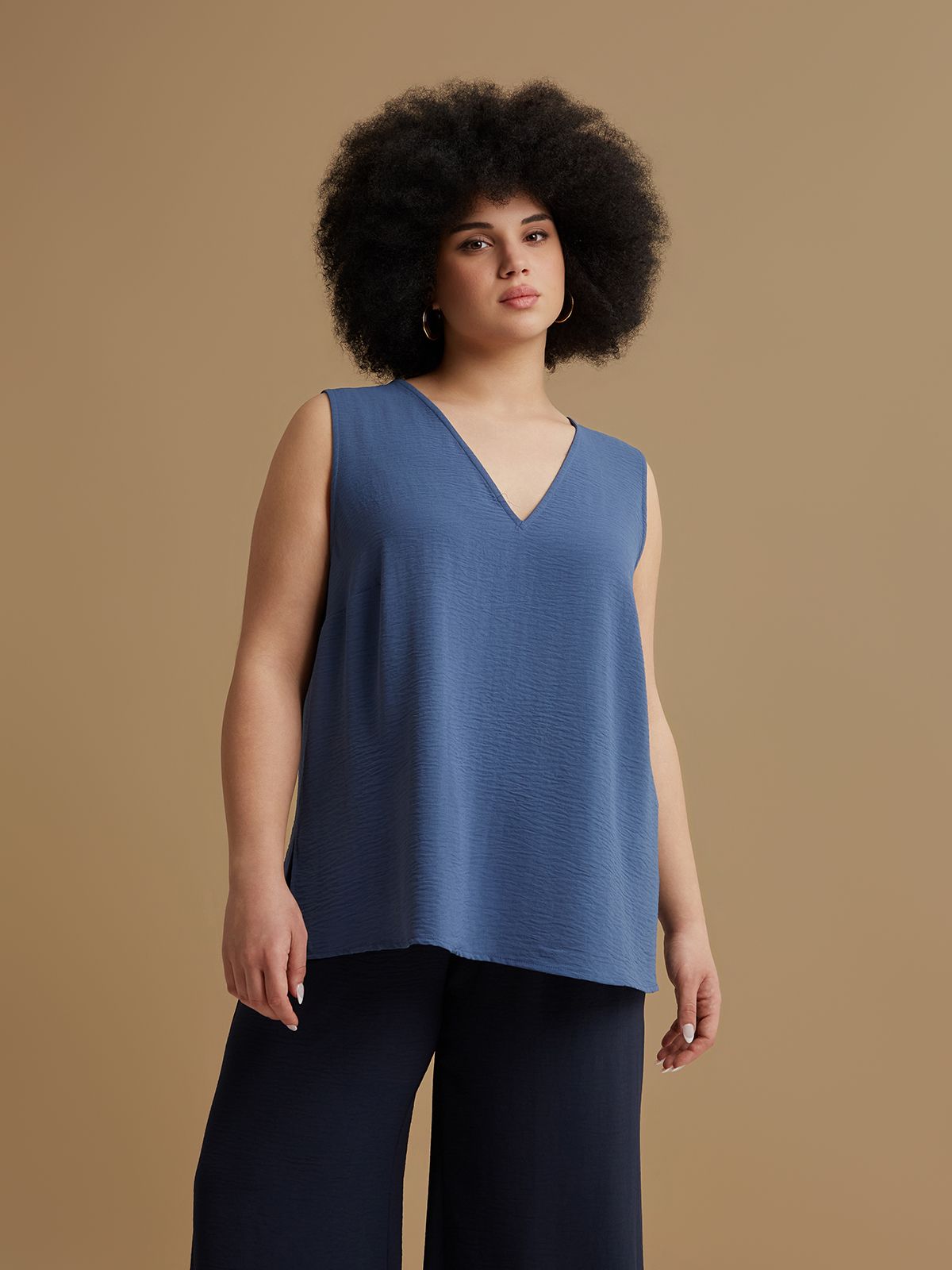 Airwashed crepe sleeveless top
