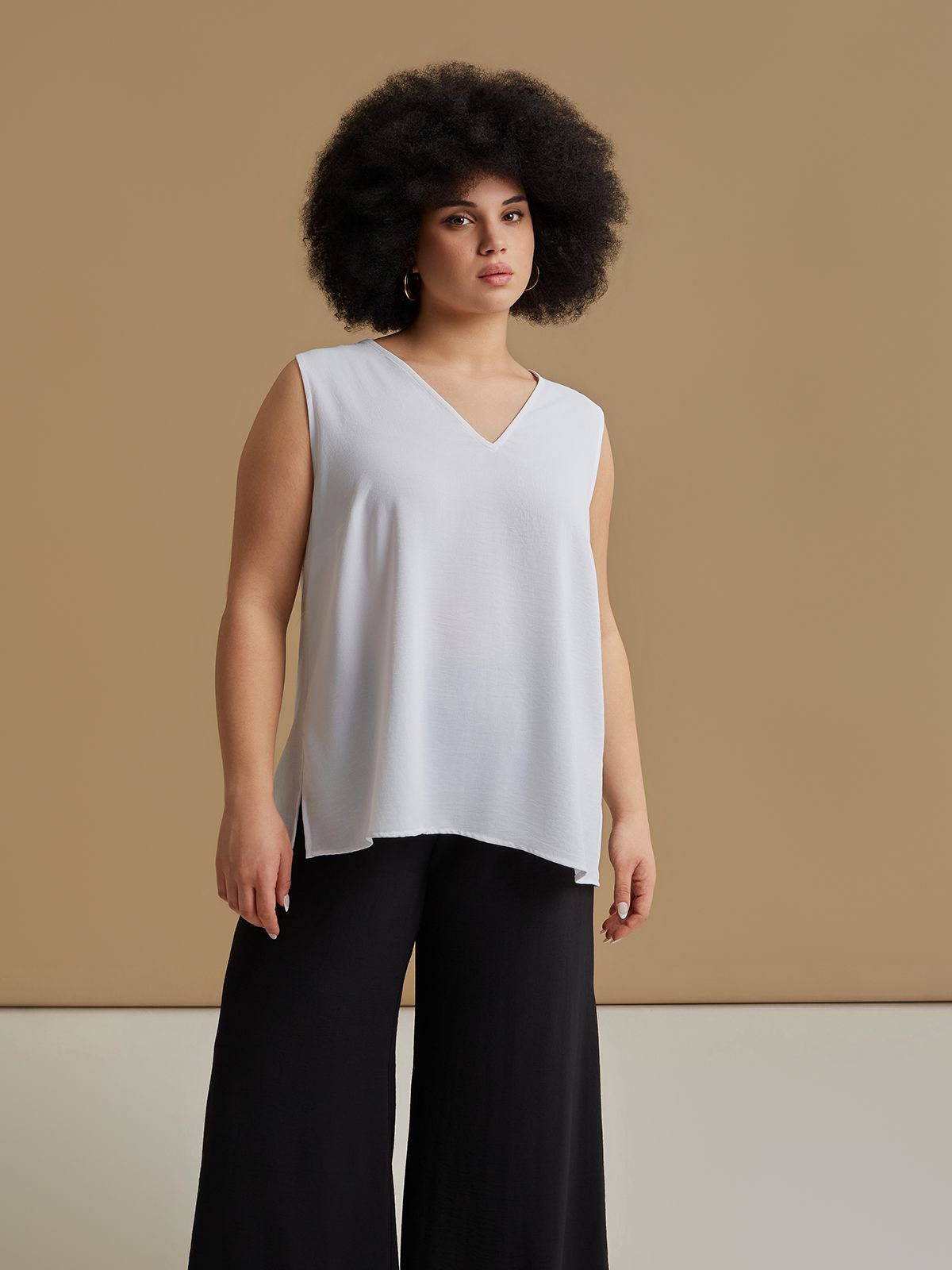 Airwashed crepe sleeveless top