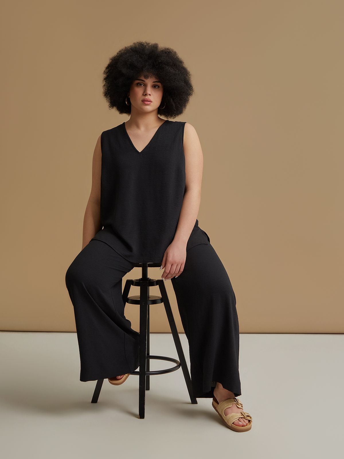 Airwashed crepe sleeveless top
