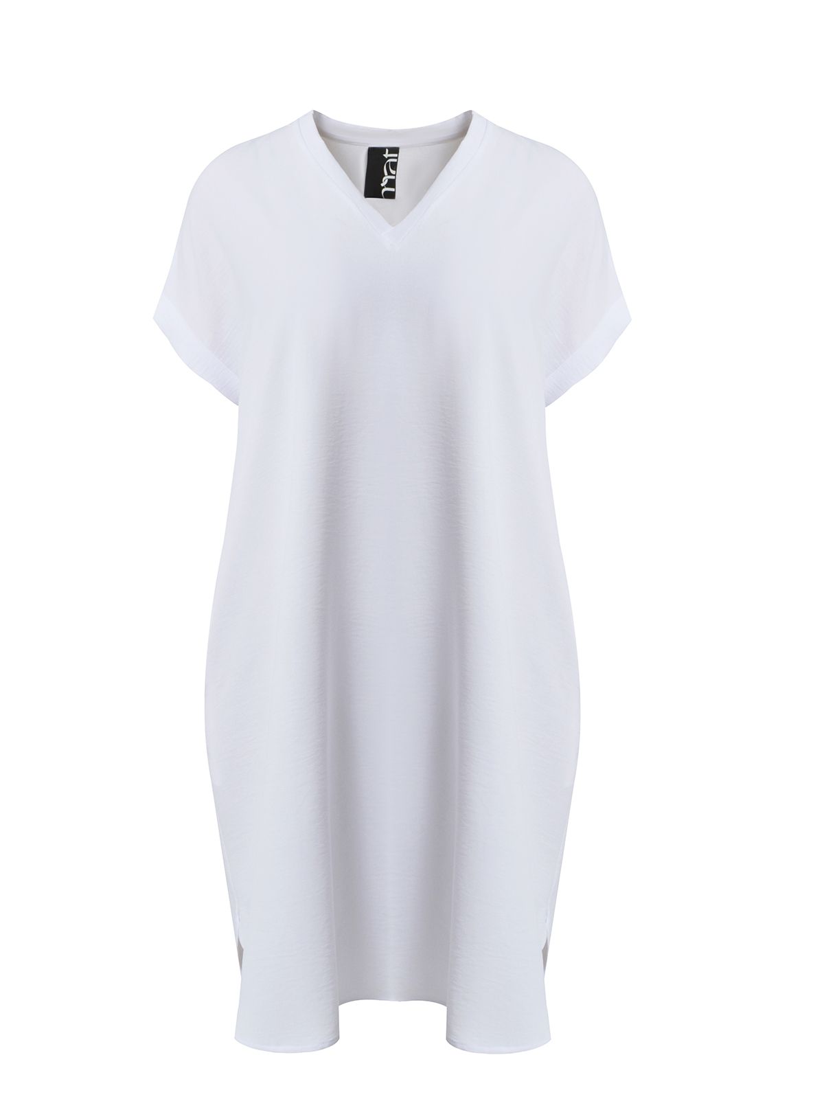 Mat Fashion Φόρεμα κρεπ airwashed V Λευκο