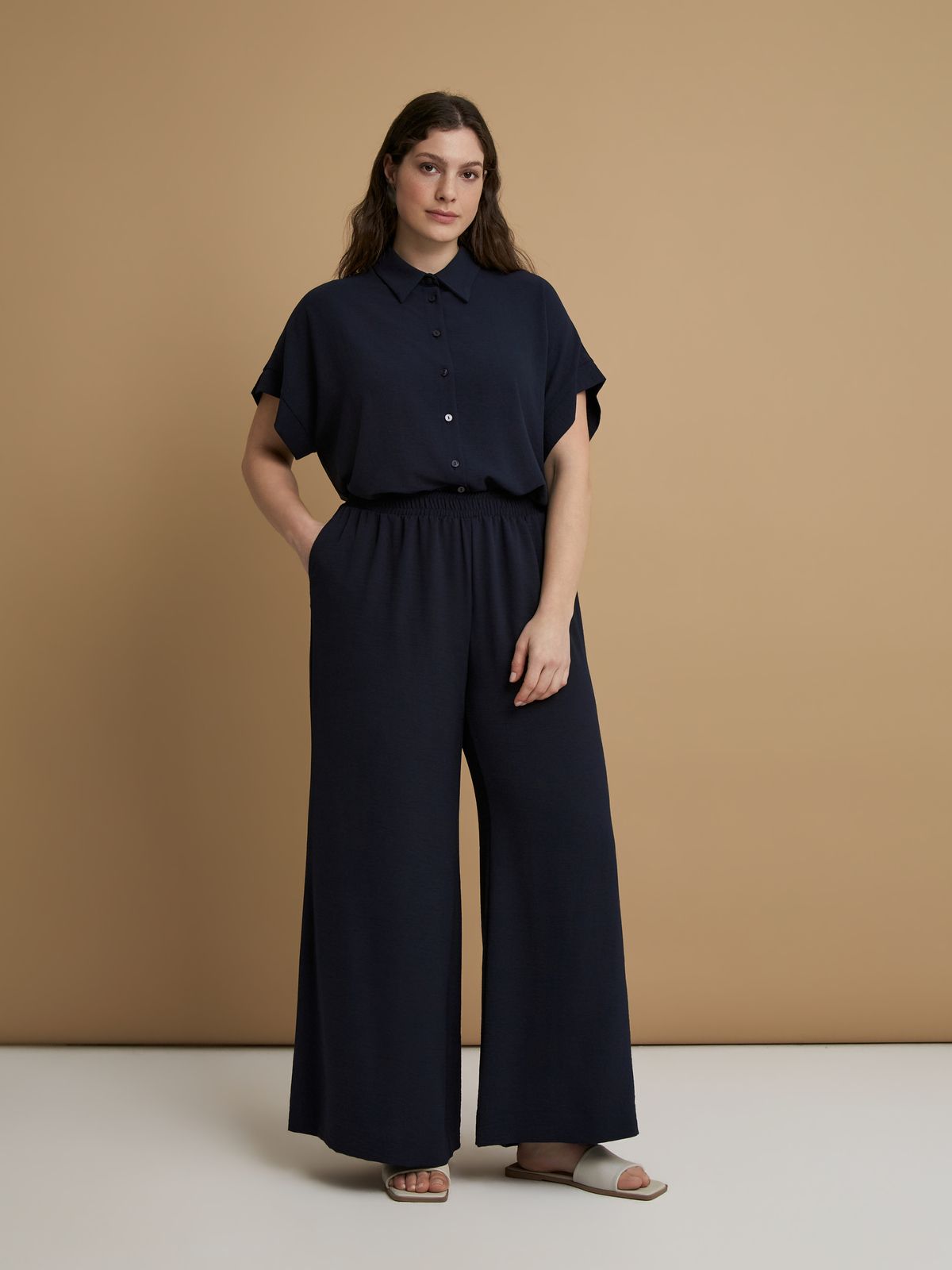 Mat Fashion Παντελόνα κρεπ airwashed Μπλε
