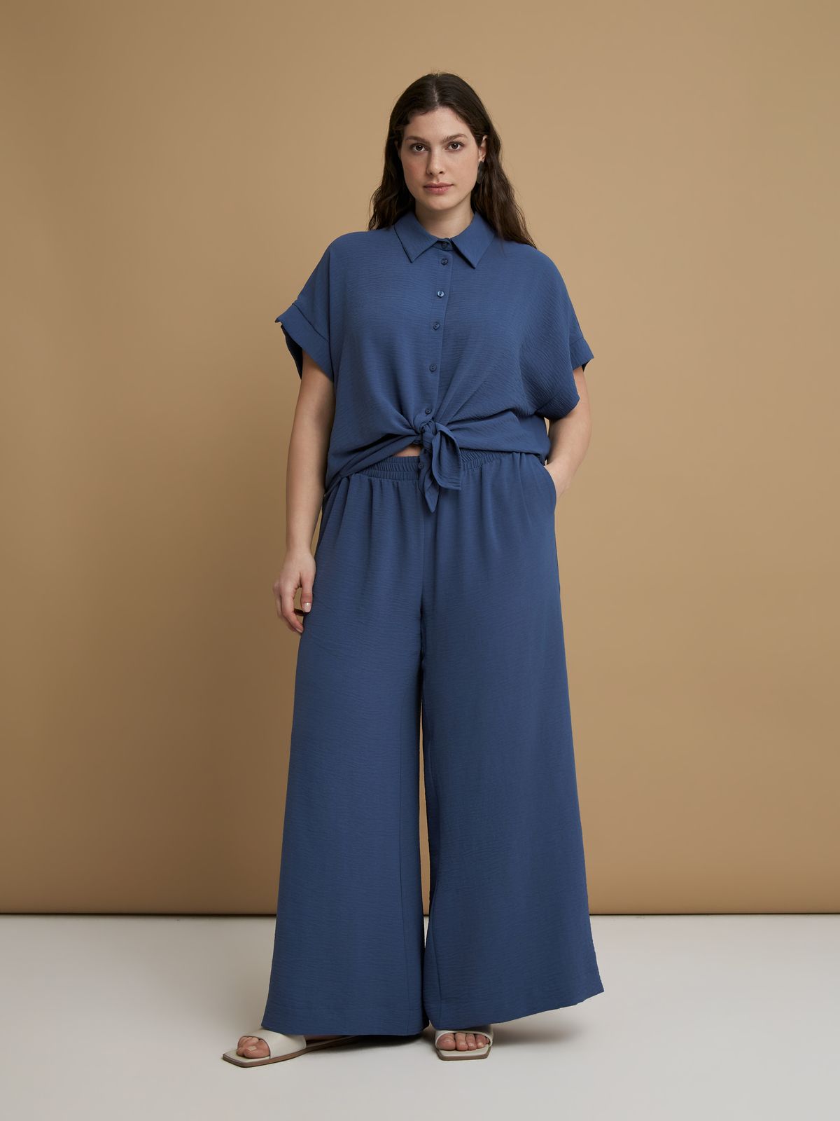 Mat Fashion Παντελόνα κρεπ airwashed Μπλε