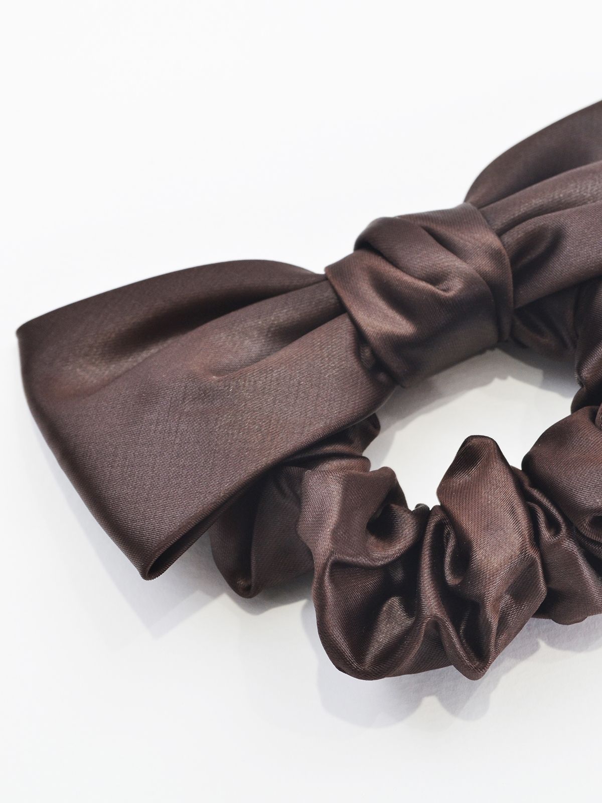 Mat Fashion Scrunchie σατέν με φιόγκο Καφε