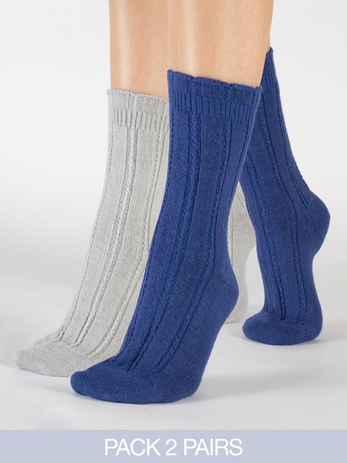 Cette Κάλτσες πλεκτές alpaca | 2 Ζευγάρια Μπλε, Γκρι