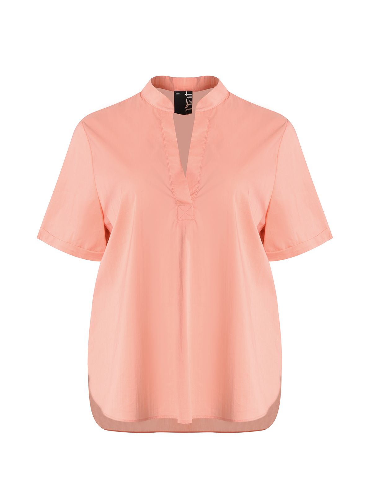 Mat Fashion Μπλούζα ποπλίνα basic με V-λαιμόκοψη Πορτοκαλι