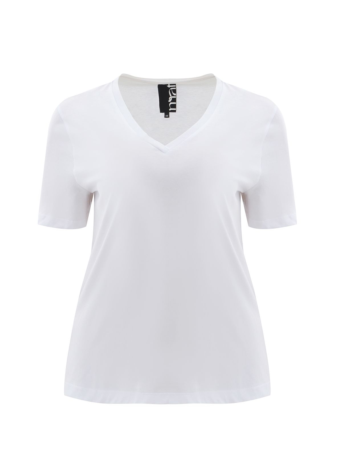 Mat Fashion Basic μπλούζα βαμβακερή με V-λαιμόκοψη Λευκο