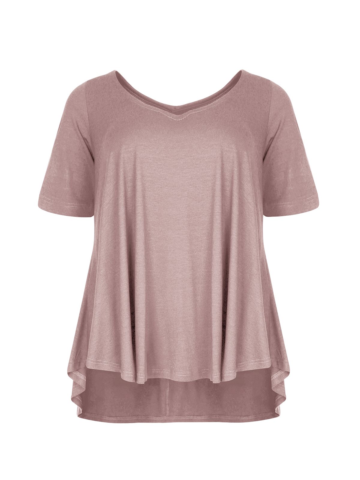 Mat Fashion Basic μπλούζα με στρογγυλάδα Ροζ