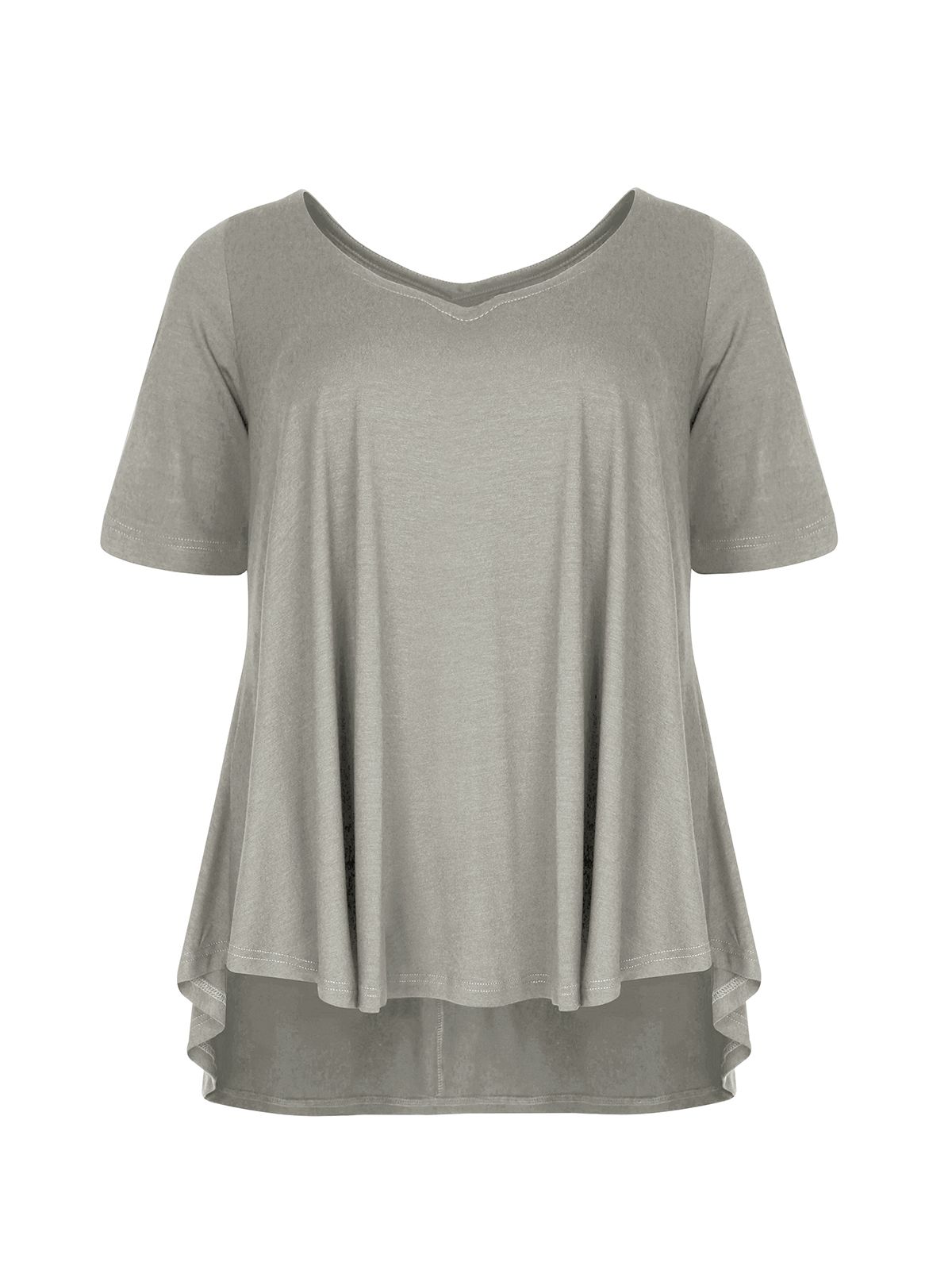 Mat Fashion Basic μπλούζα με στρογγυλάδα Γκρι
