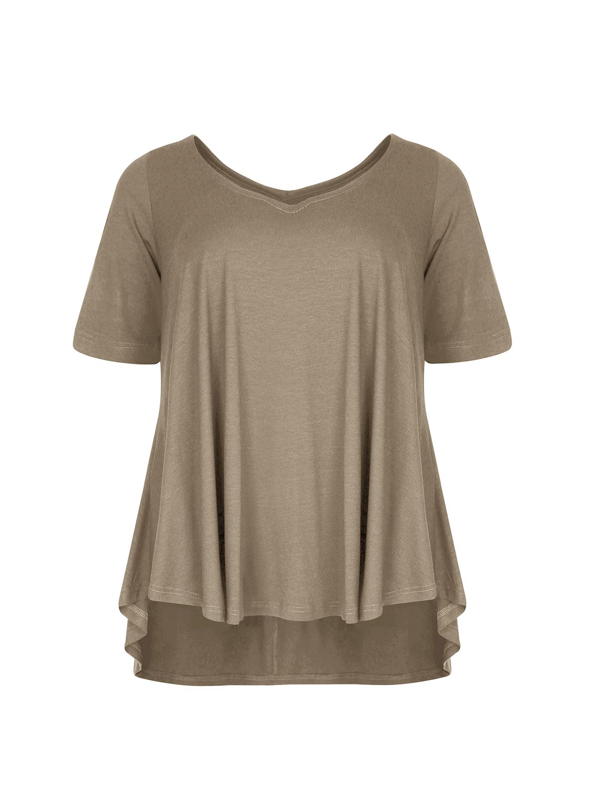 Mat Fashion Basic μπλούζα με στρογγυλάδα Καφε
