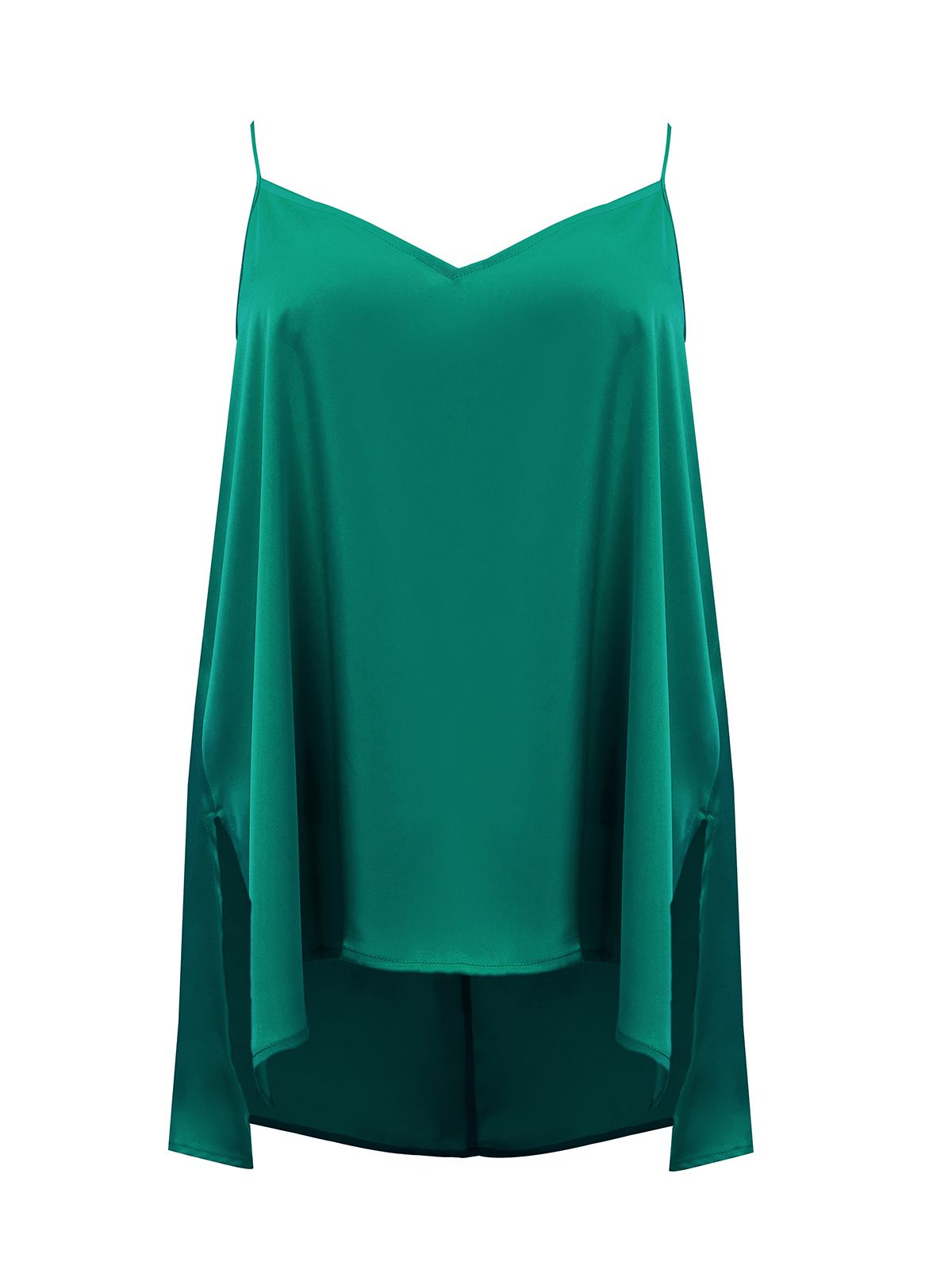 Mat Fashion Basic αμάνικο τοπ σατέν Πρασινο