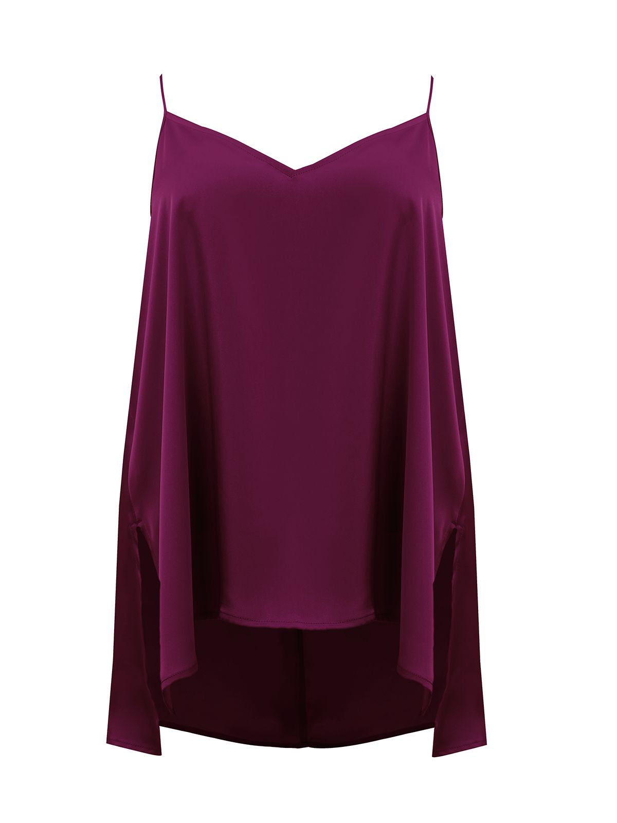 Mat Fashion Basic αμάνικο τοπ σατέν Μπορντο