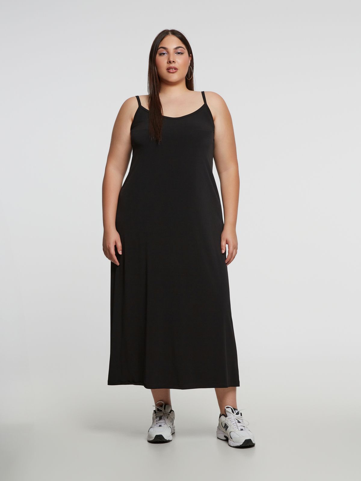 Mat Fashion Basic αμάνικο φόρεμα super jersey Μαυρο