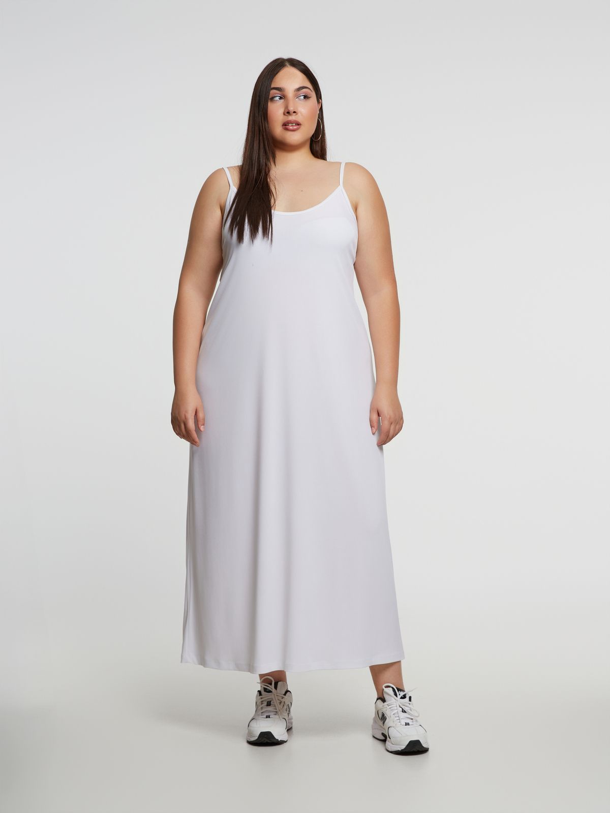 Mat Fashion Basic αμάνικο φόρεμα super jersey Λευκο