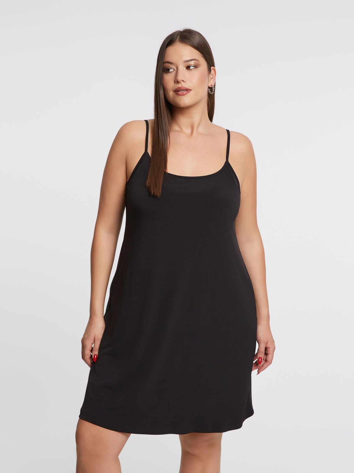 Mat Fashion Super jersey αμάνικο φόρεμα Μαυρο