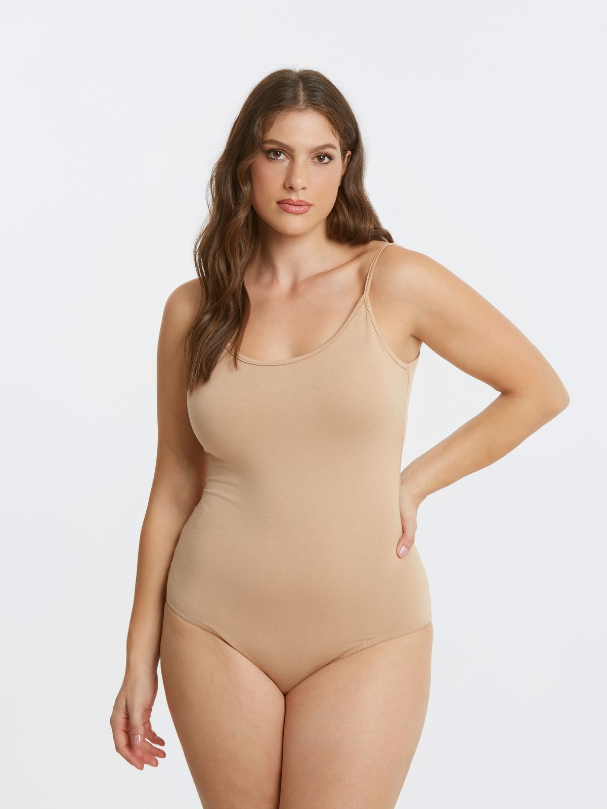 Mat Fashion Κορμάκι basic βισκόζη με λεπτή τιράντα Μπεζ