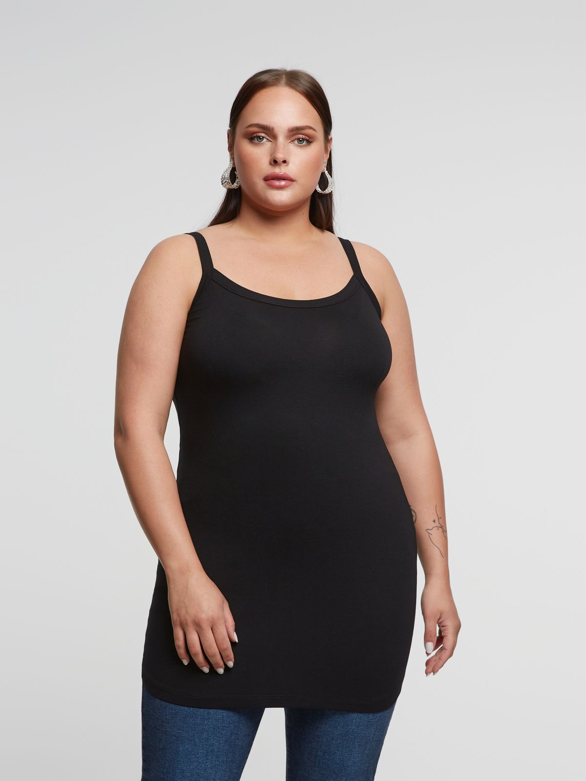 Mat Fashion Basic μακρύ τοπ βισκόζη  Μαυρο