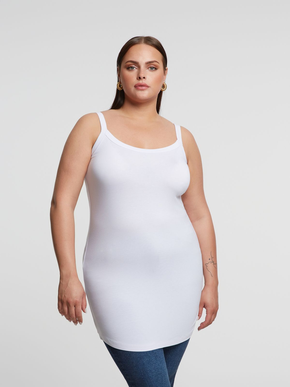 Mat Fashion Basic μακρύ τοπ βισκόζη  Λευκο