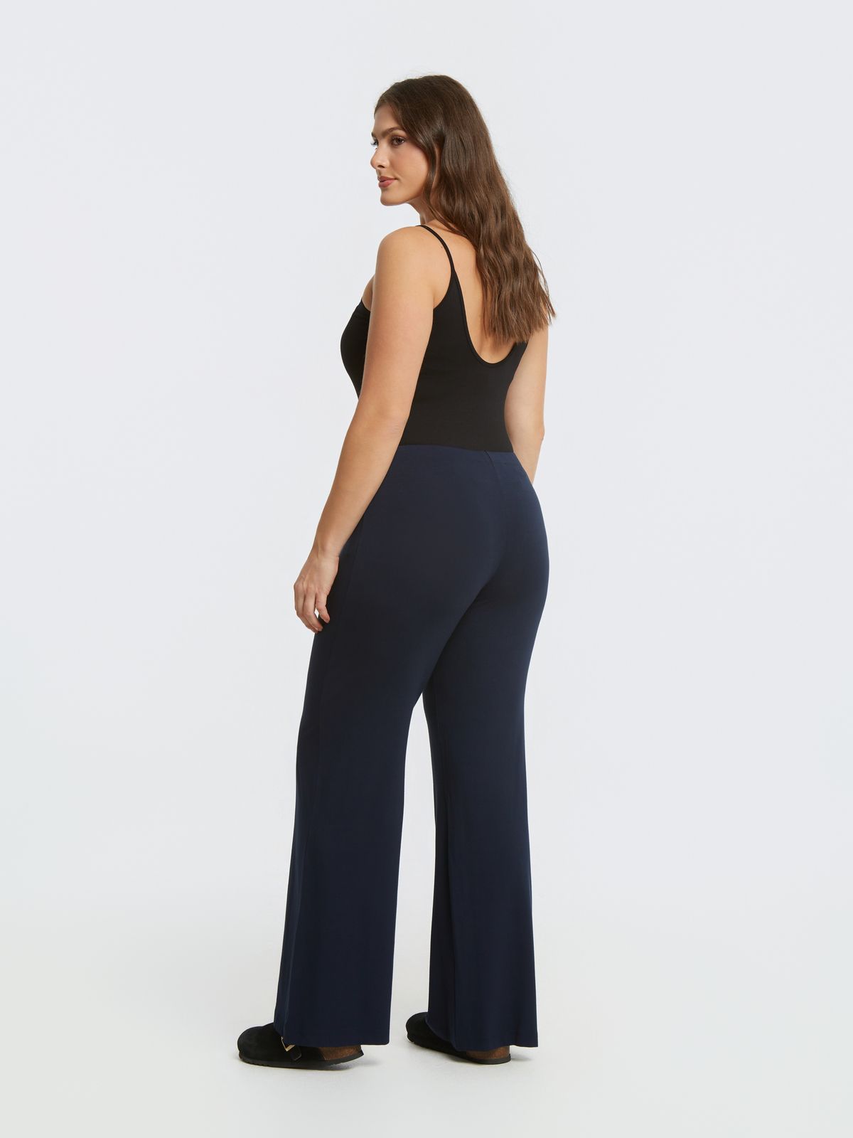 Basic viscose wide-leg pants