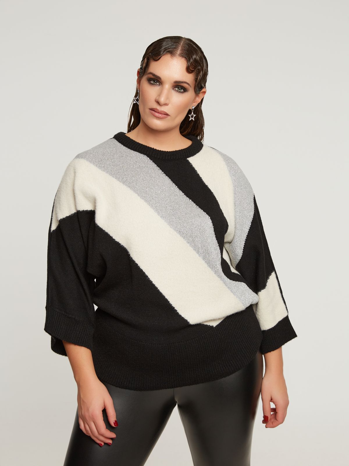 Color-block knit sweater