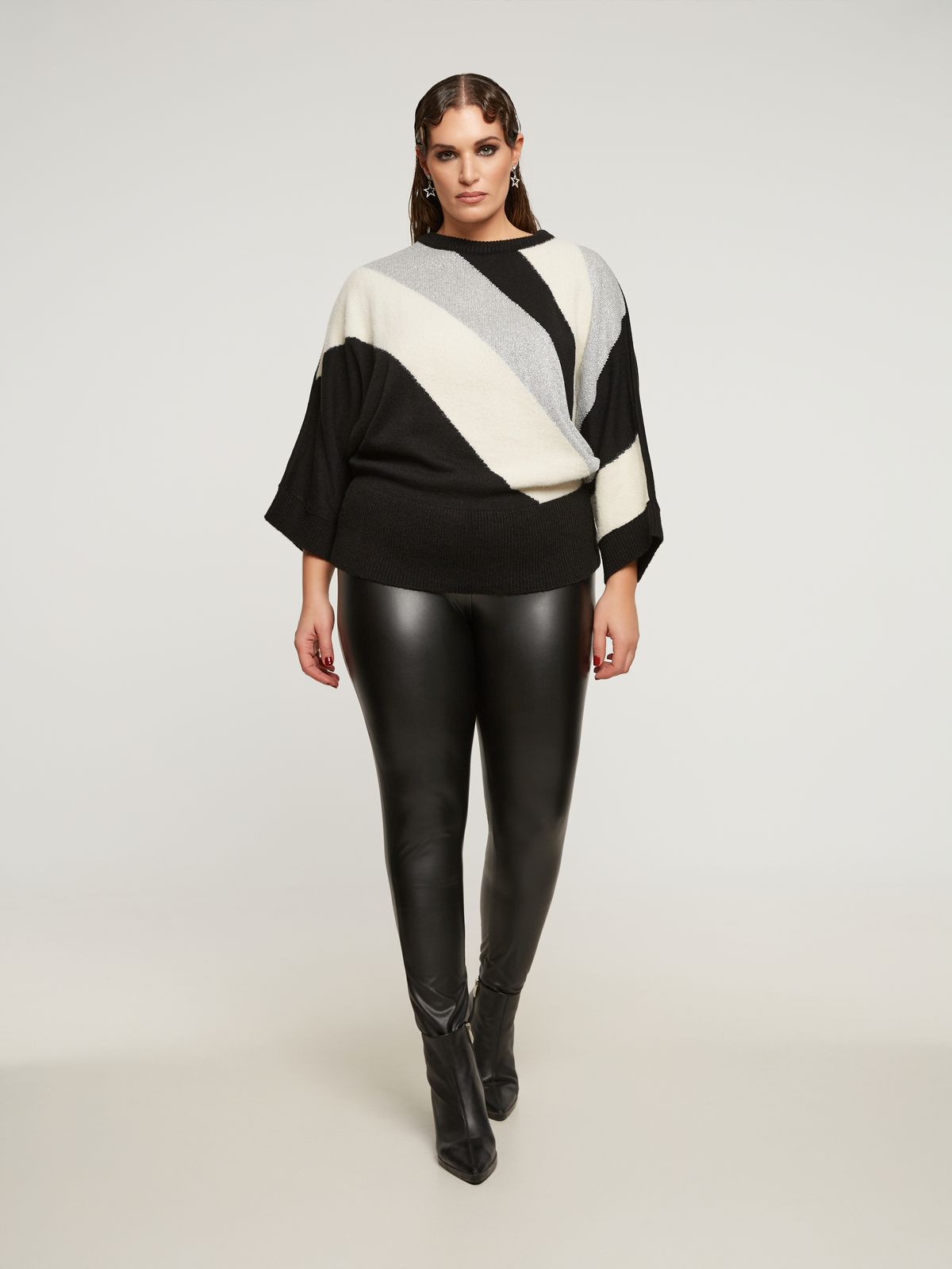 Color-block knit sweater