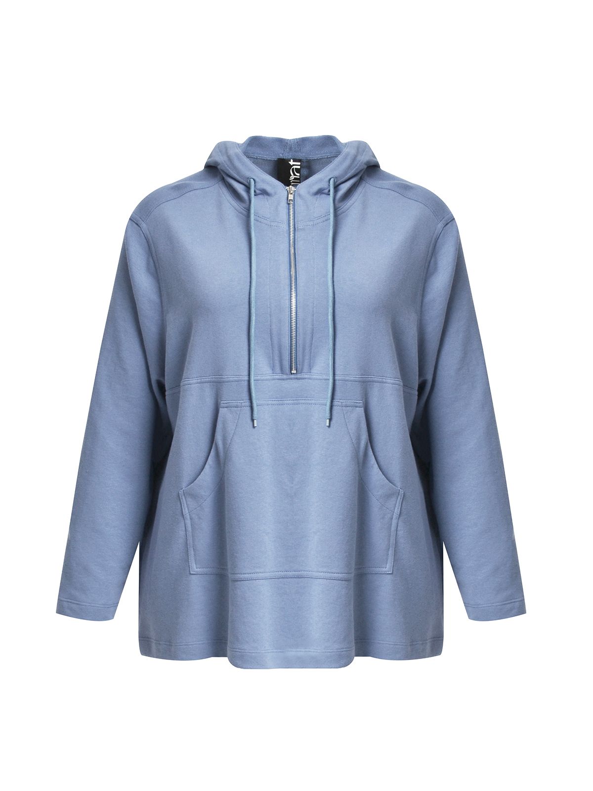 Mat Fashion Βαμβακερό φούτερ με κουκούλα & φερμουάρ Μπλε