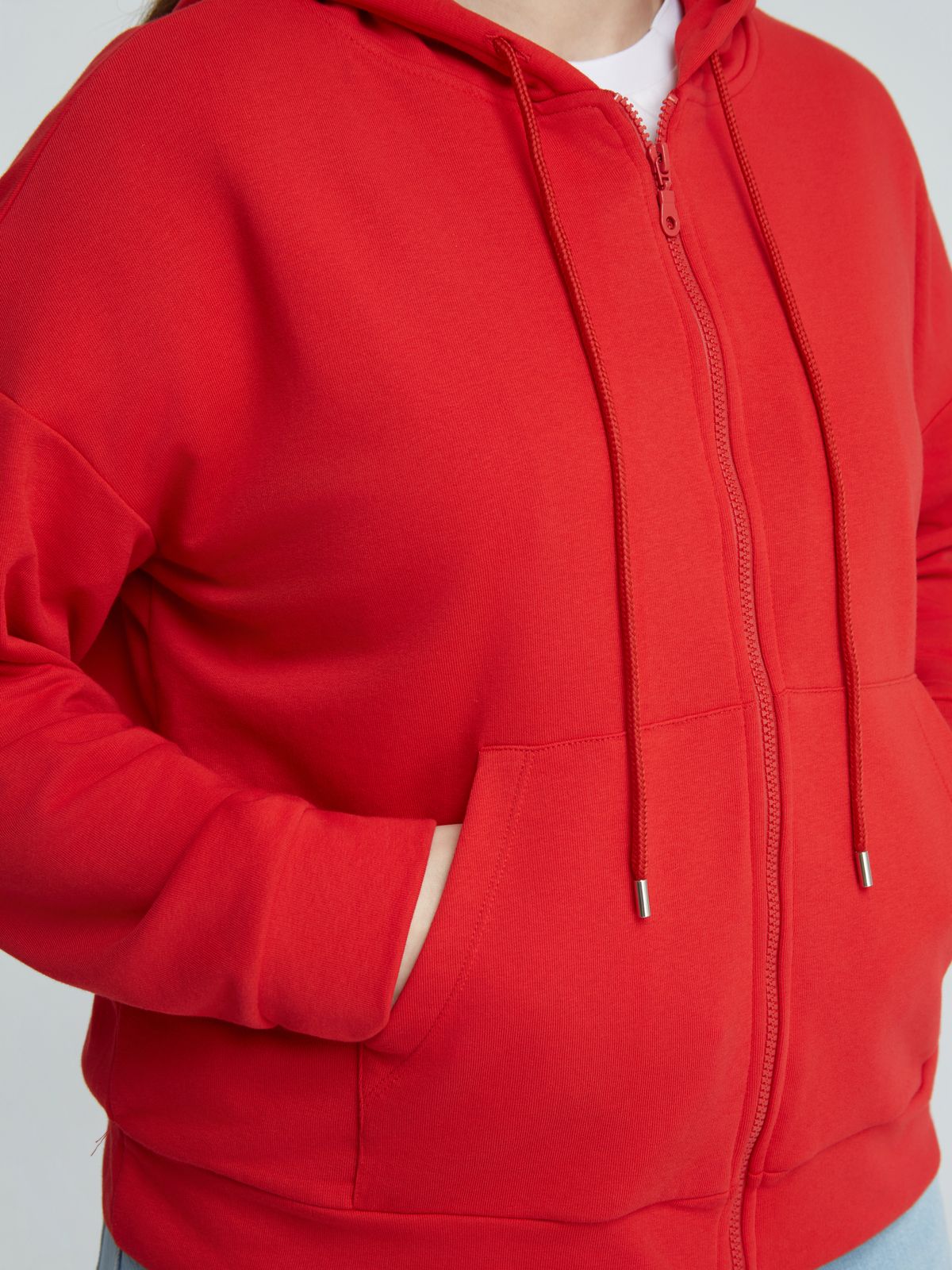 Cotton-blend sweat hooded zip jacket