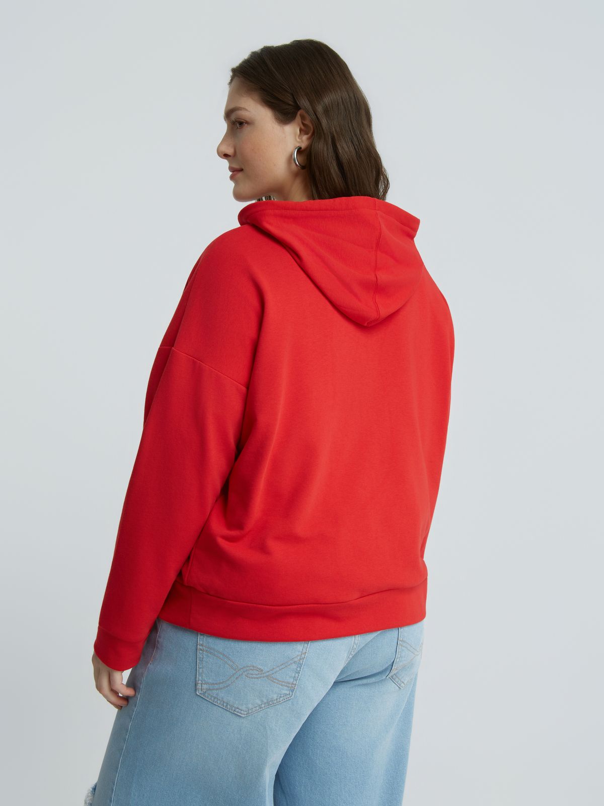 Cotton-blend sweat hooded zip jacket