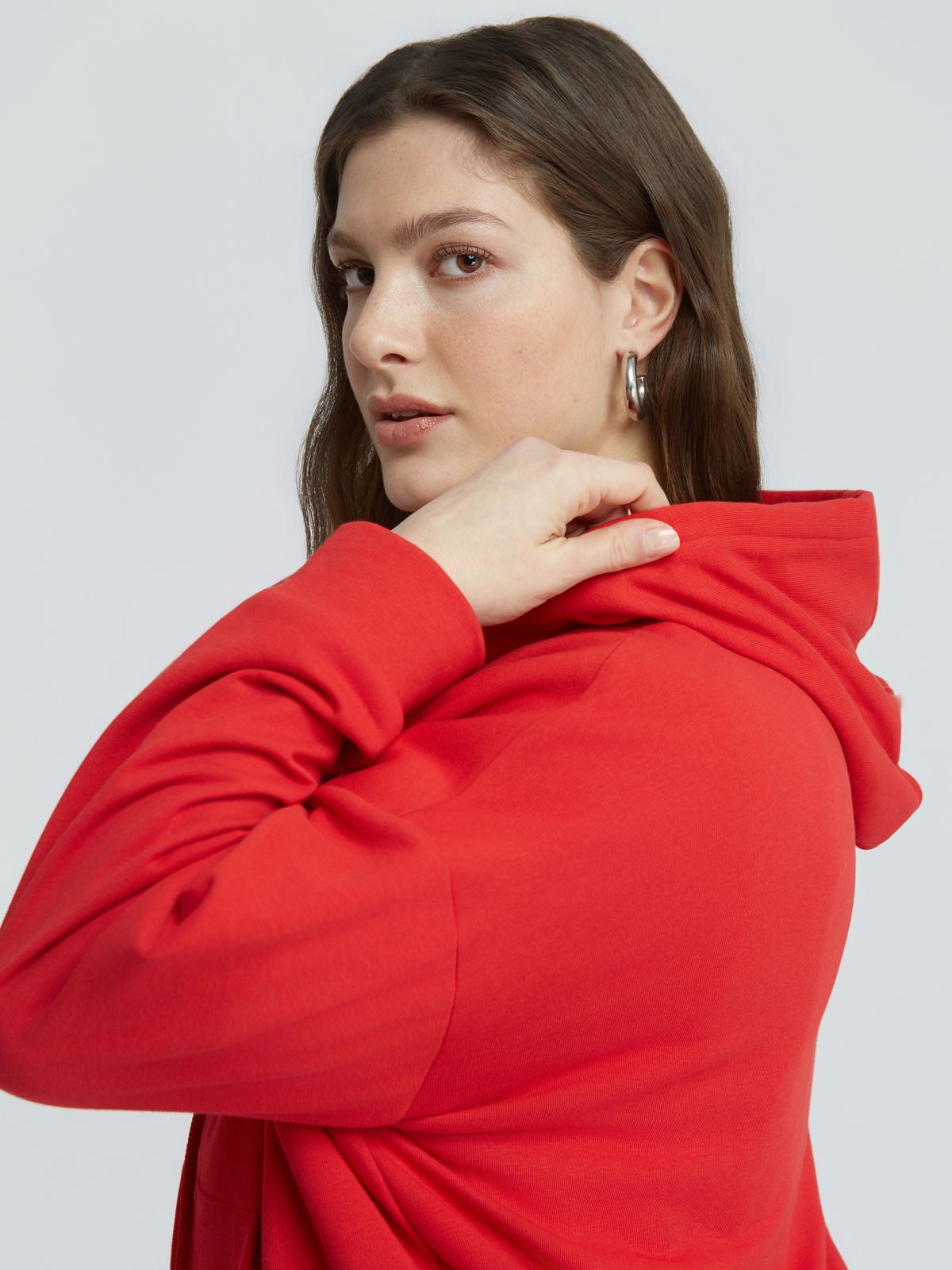 Cotton-blend sweat hooded zip jacket