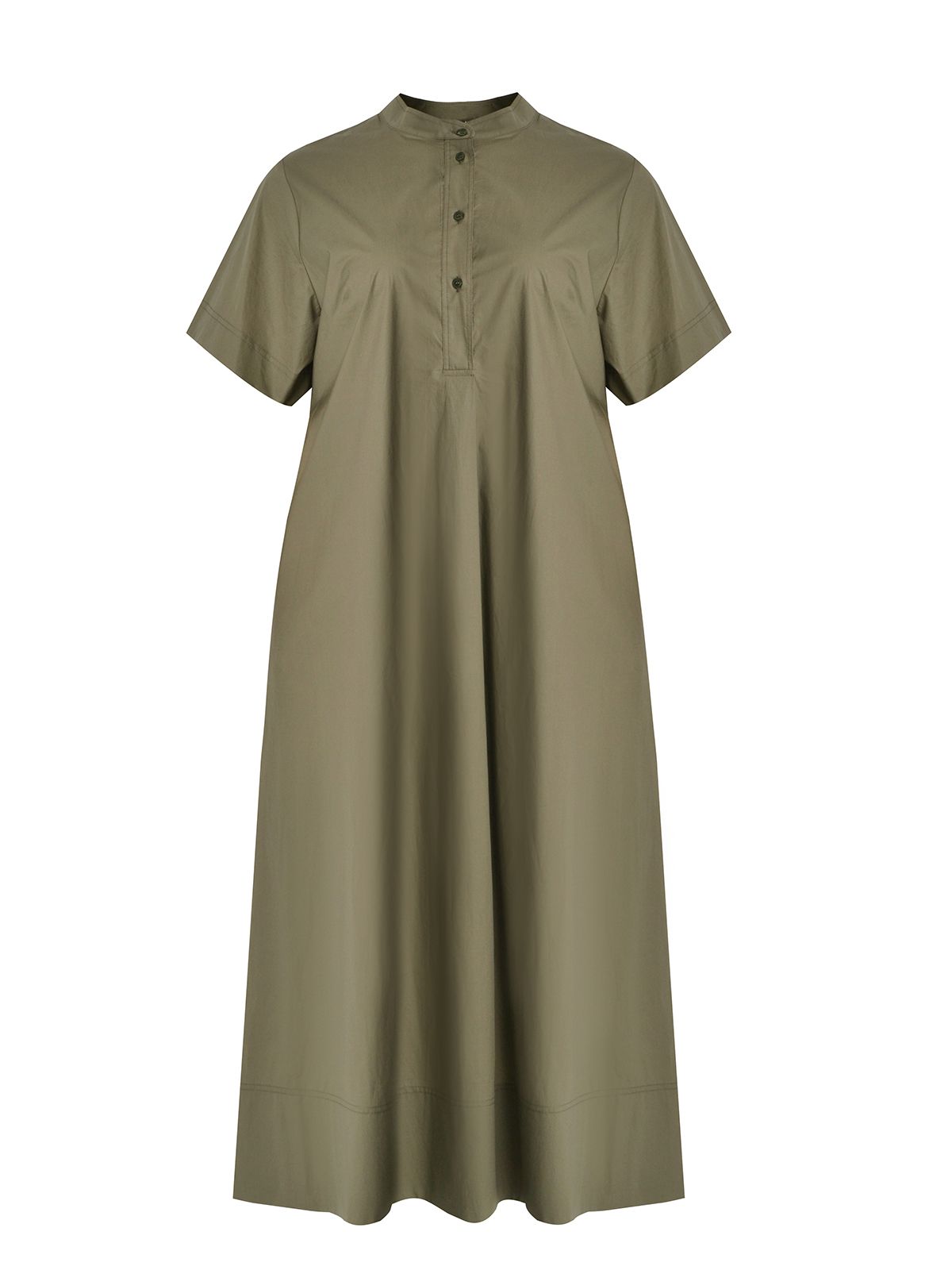 Mat Fashion Βαμβακερό σεμιζιέ φόρεμα με μάο γιακά Πρασινο