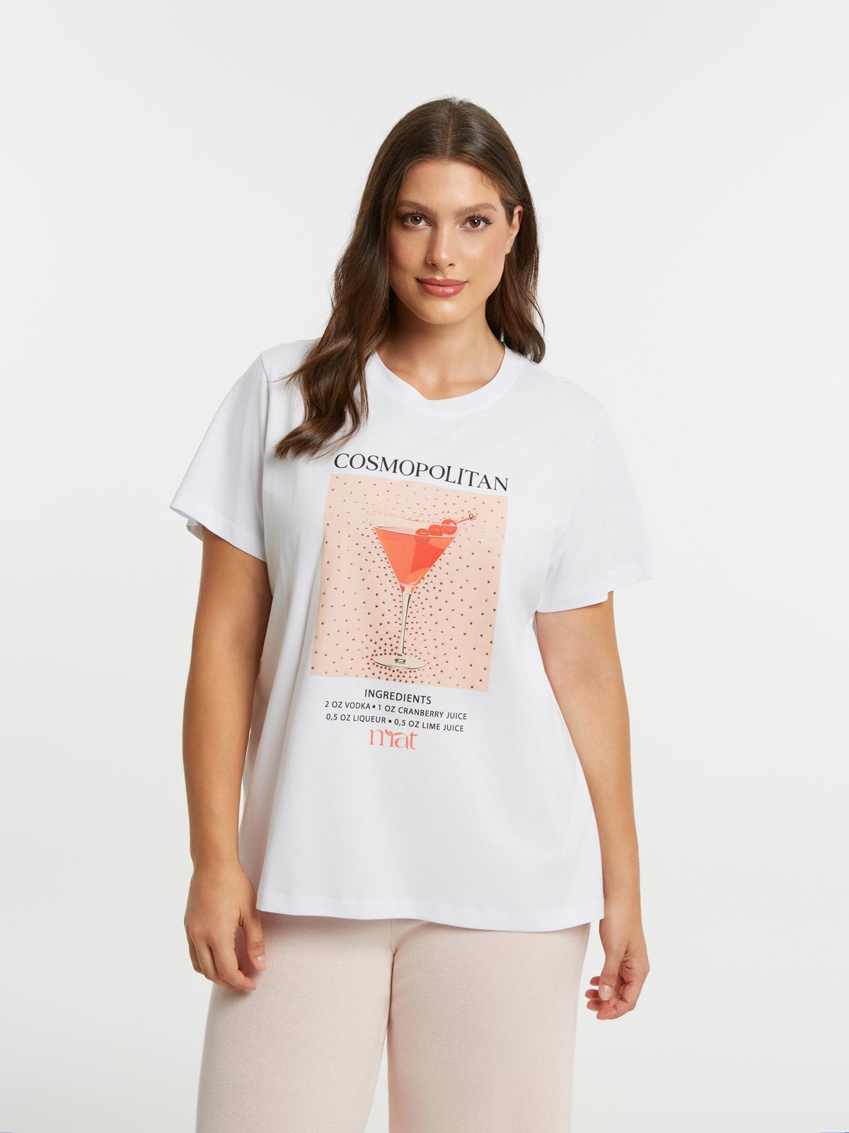 Cotton t-shirt with Cosmopolitan cocktail print