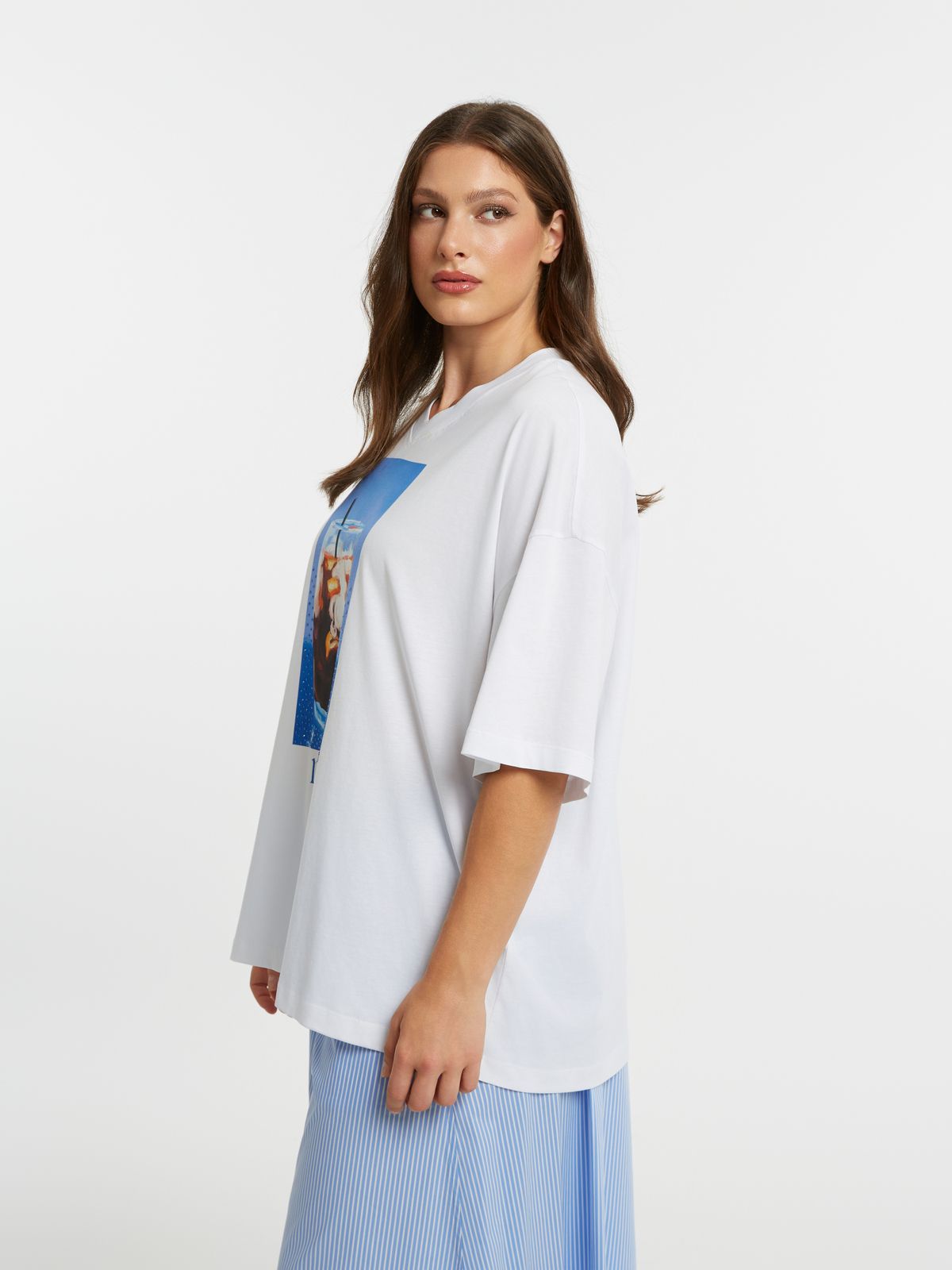 Cotton t-shirt with freddo espresso print & strass details