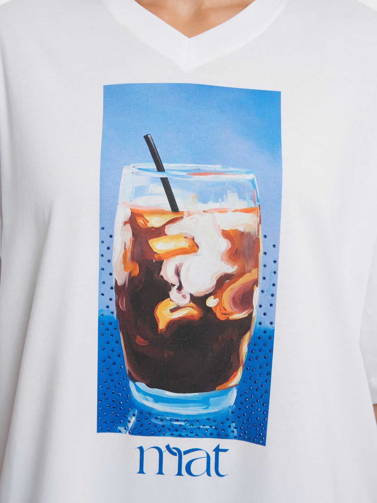 Cotton t-shirt with freddo espresso print & strass details