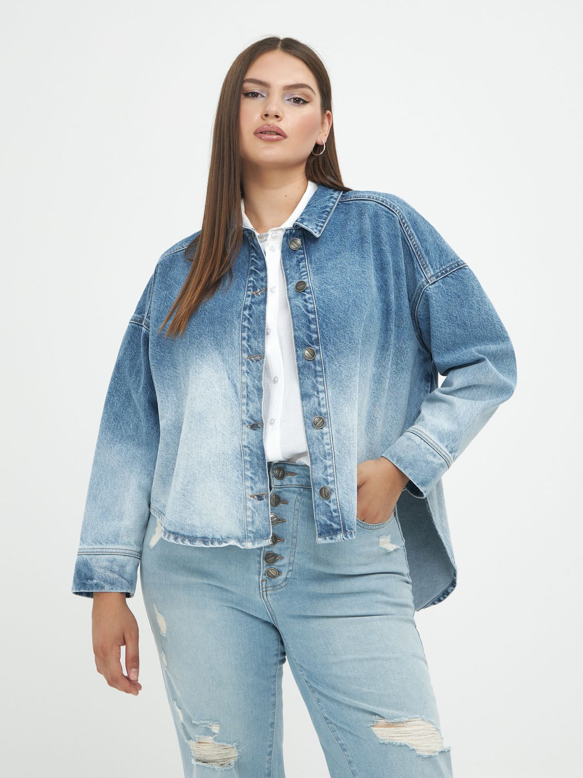 Cropped denim shirt