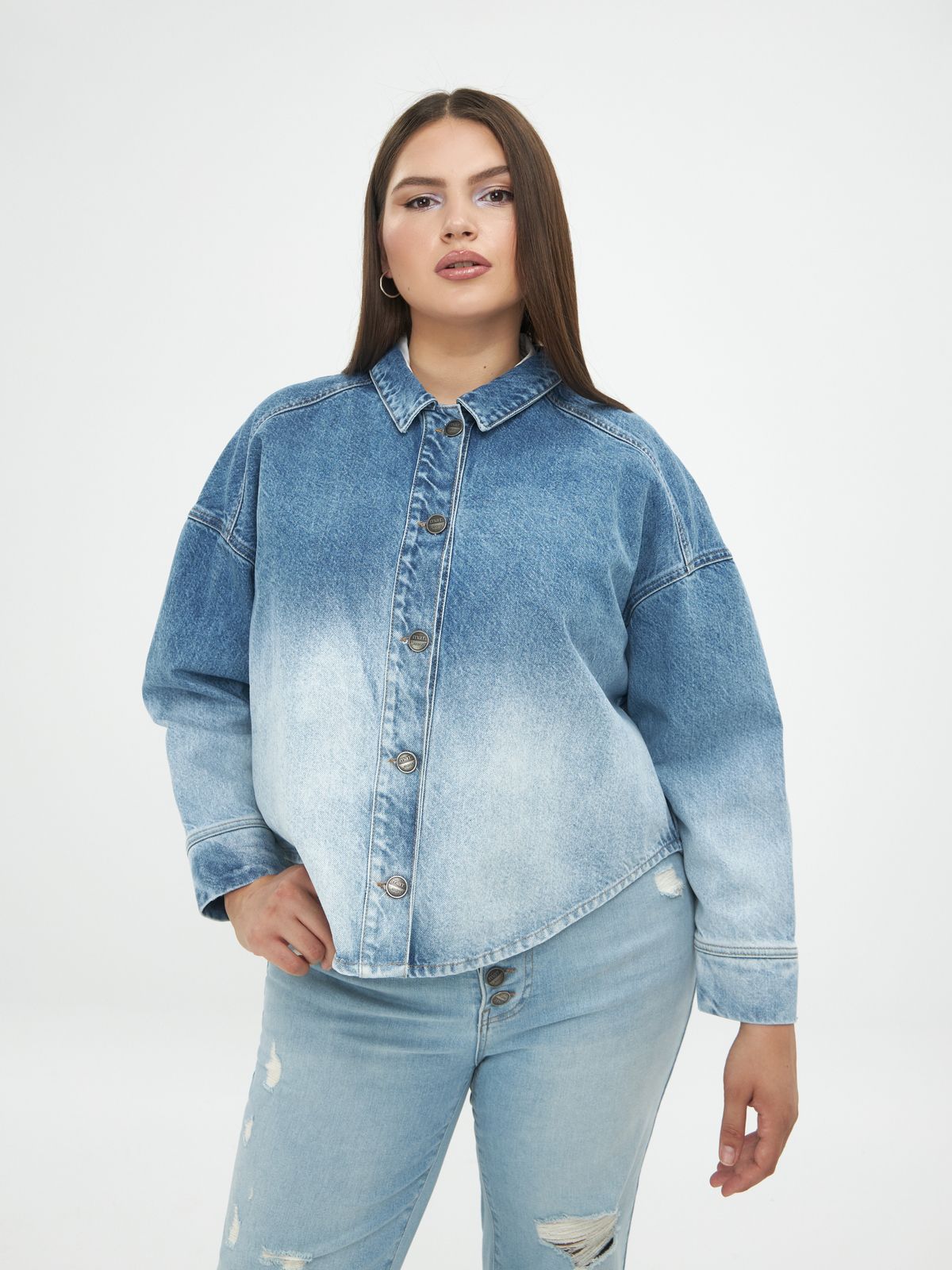 Cropped denim shirt
