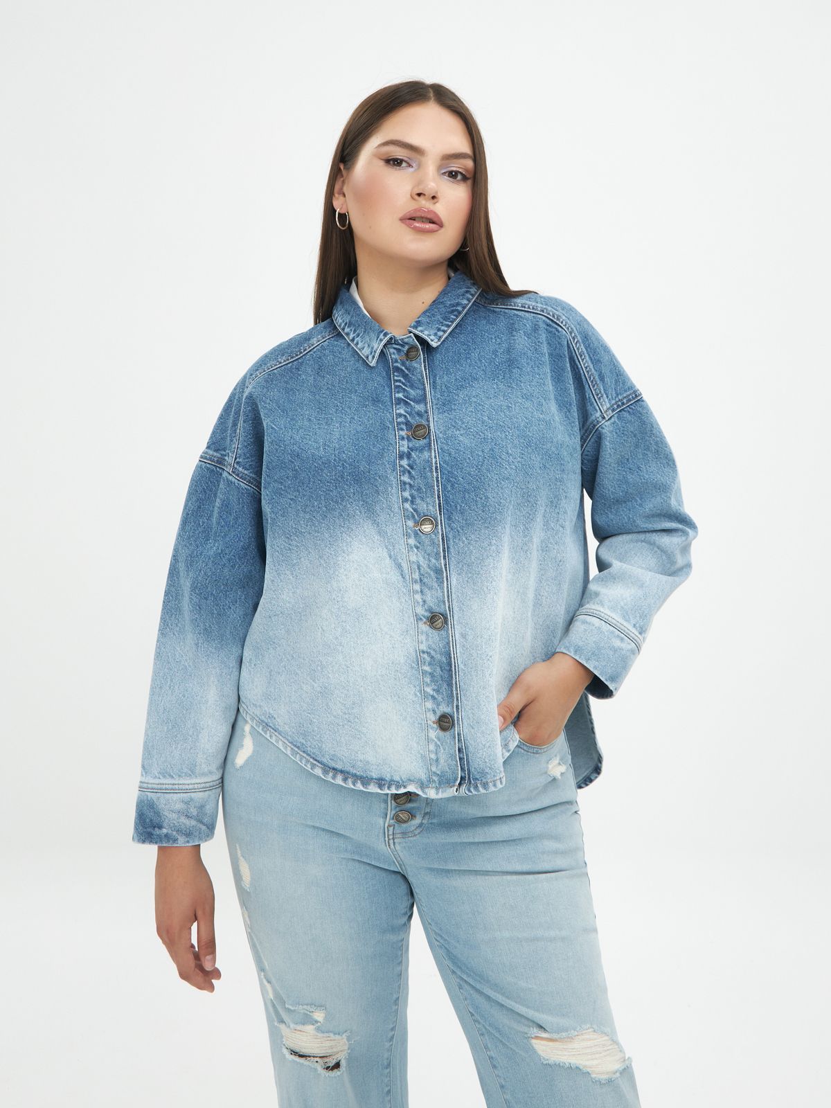 Cropped denim shirt