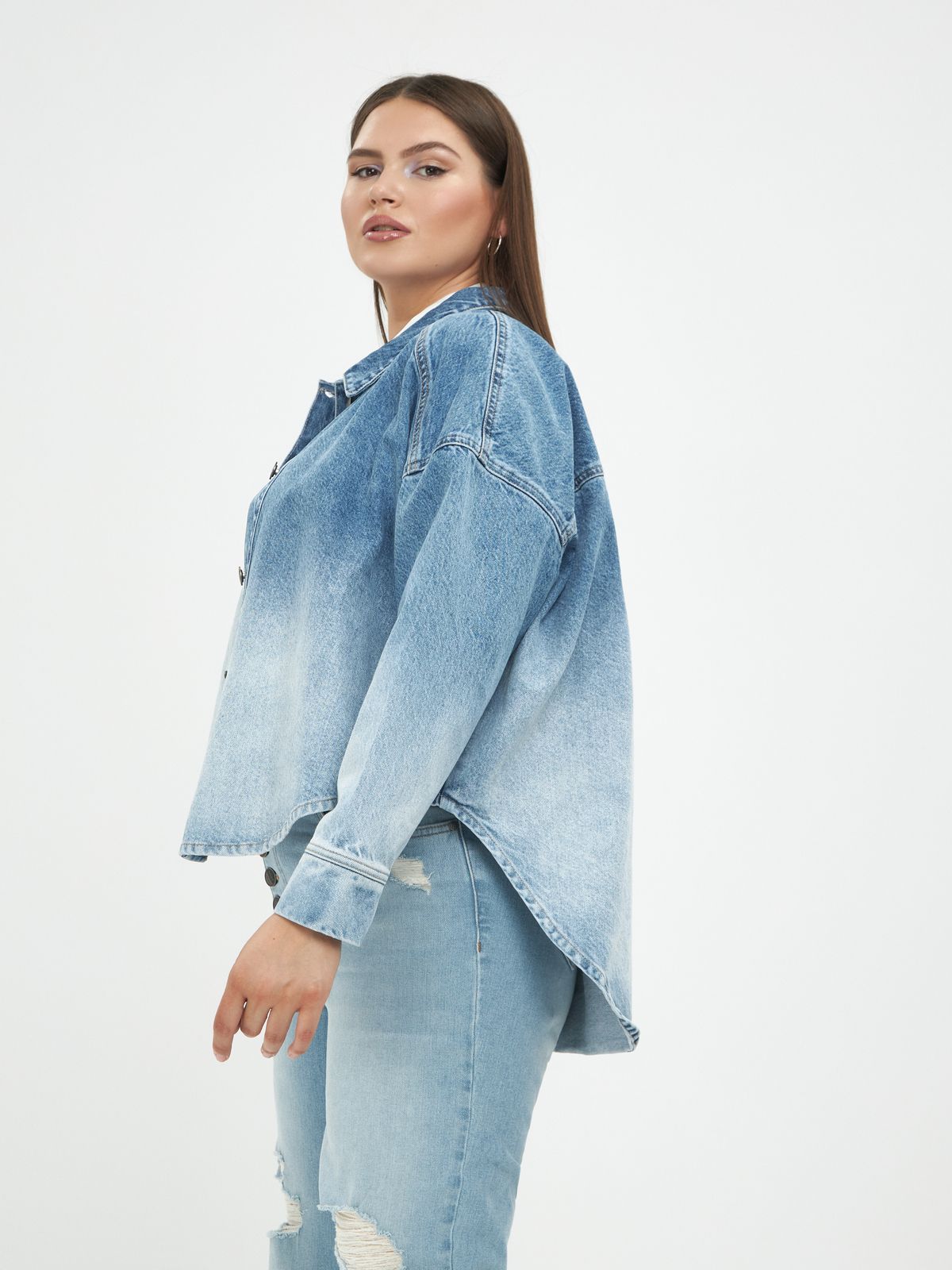 Cropped denim shirt