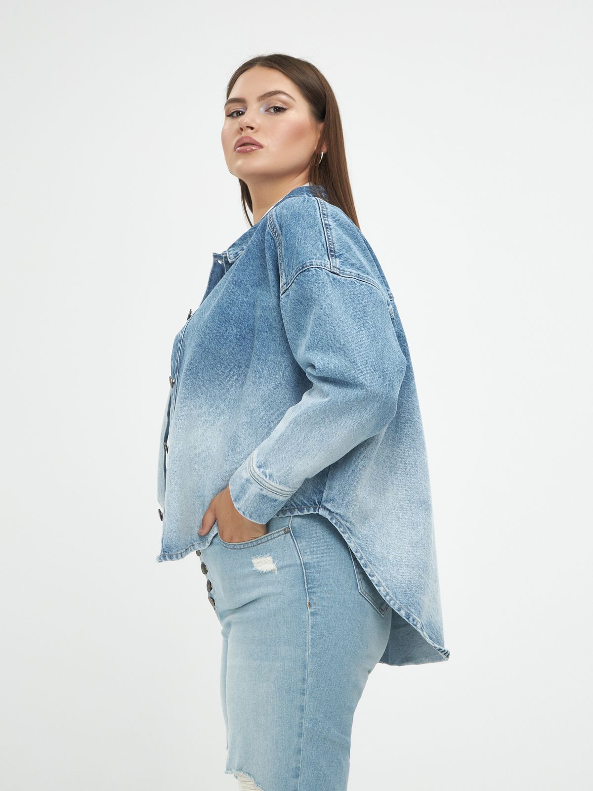 Cropped denim shirt
